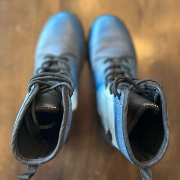 lace-up blue & black combat boots - Picture 7 of 10